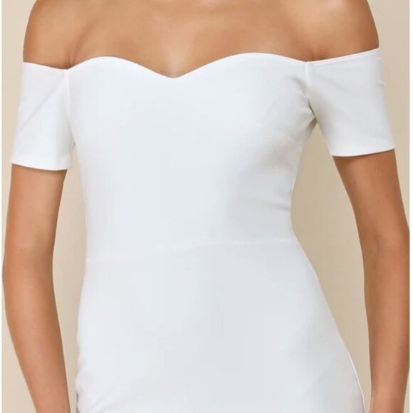 How Much I Care Ivory Off White Off-the-Shoulder Midi Dress Size Small NWOT - Picture 5 of 7